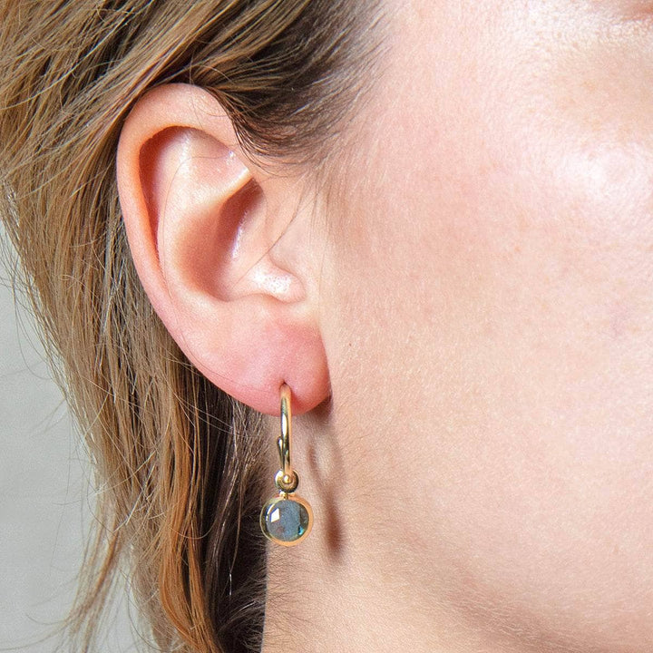 Labradorite Golden Hoop Earrings