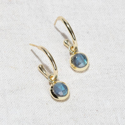 Labradorite Golden Hoop Earrings