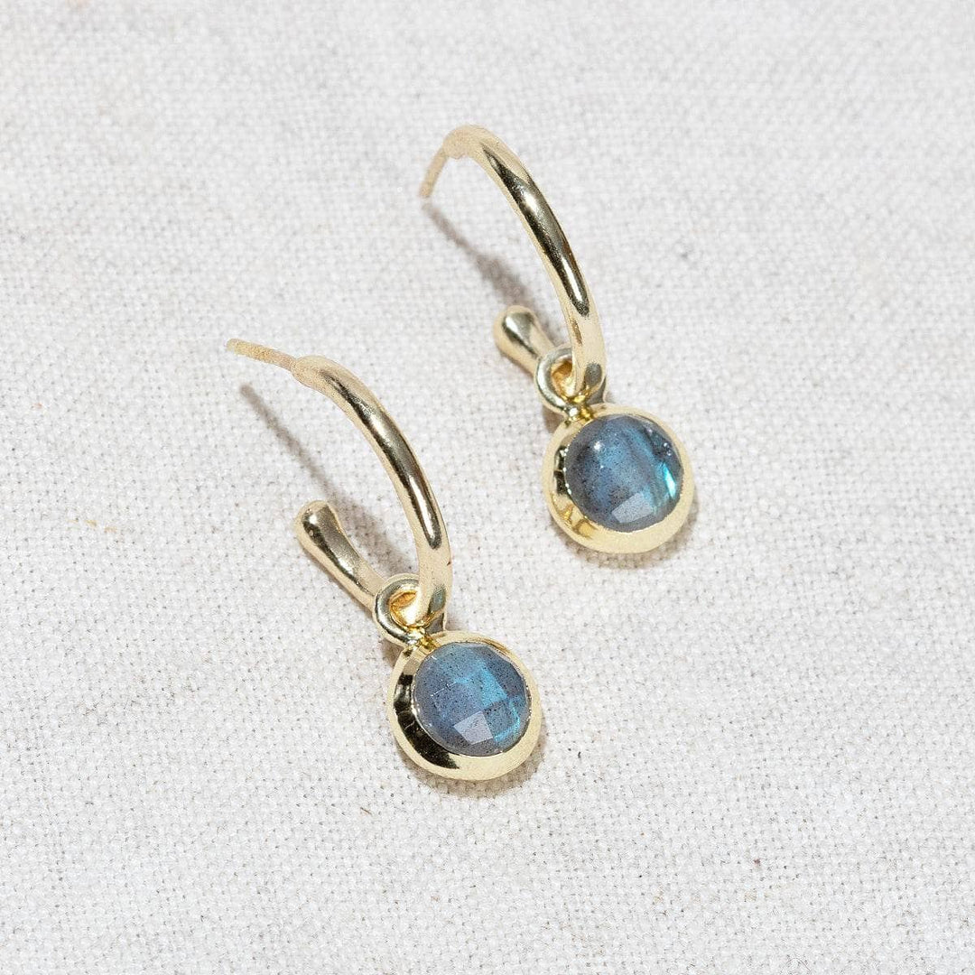 Labradorite Golden Hoop Earrings