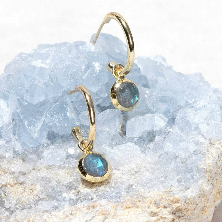 Labradorite Golden Hoop Earrings