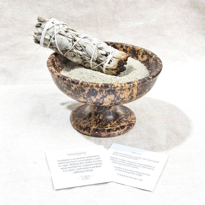 Large Soapstone Smudge Bowl Kit