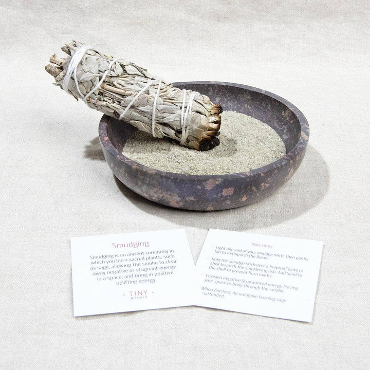 Natural Soapstone Smudge Bowl Kit