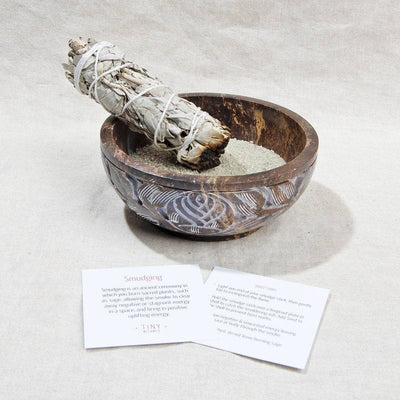 Soapstone Carved Smudge Bowl Kit