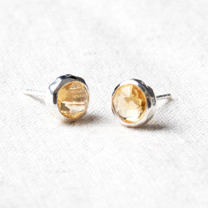 Citrine Silver or Gold Stud Earrings