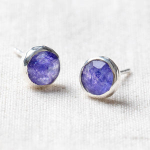 Blue Sapphire Silver or Gold Stud Earrings