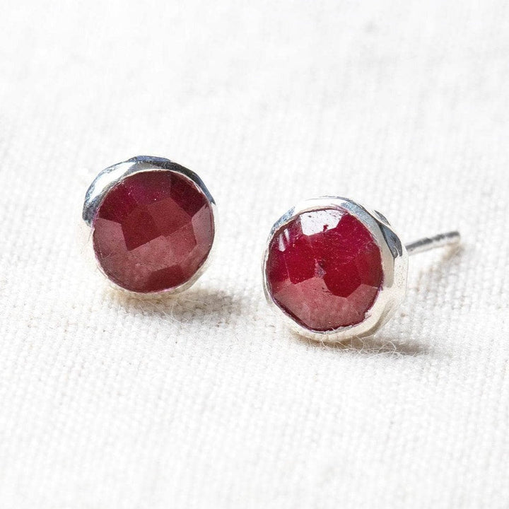 Ruby Silver or Gold Stud Earrings