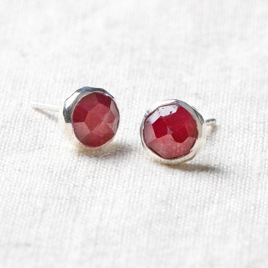 Ruby Silver or Gold Stud Earrings