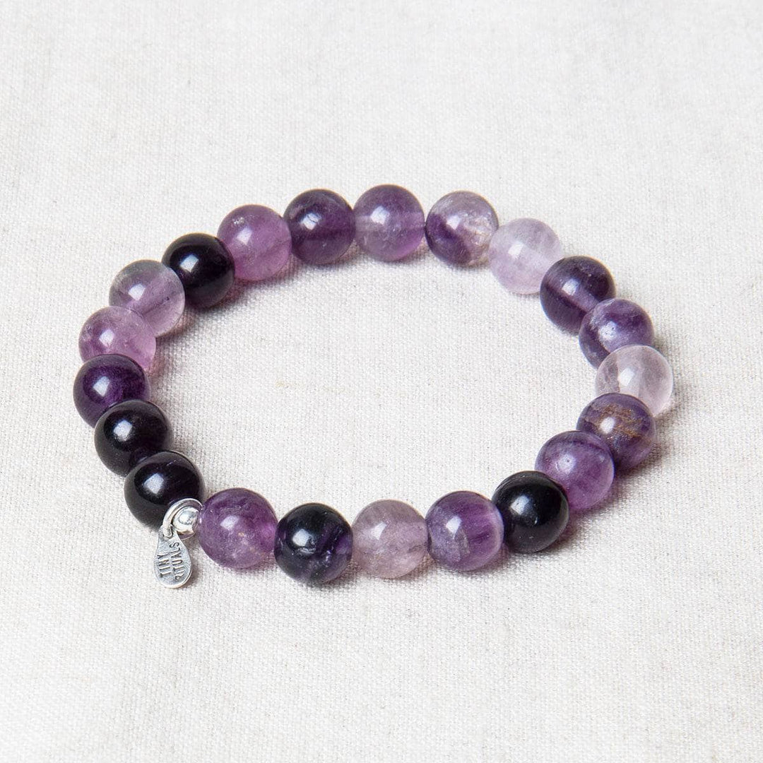 Purple Rainbow Fluorite Energy Bracelet 8mm