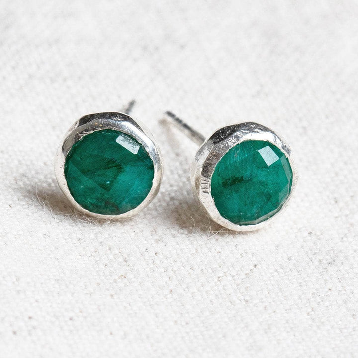 Green Jade Silver or Gold Stud Earrings