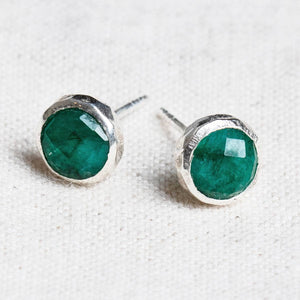 Green Jade Silver or Gold Stud Earrings