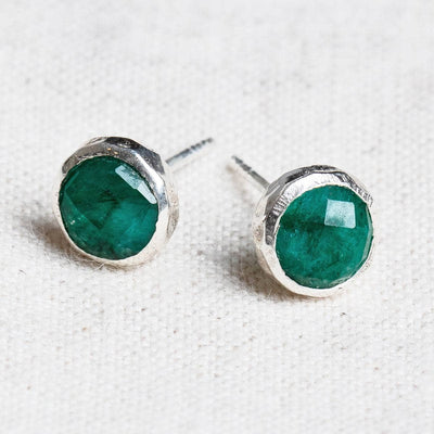 Green Jade Silver or Gold Stud Earrings