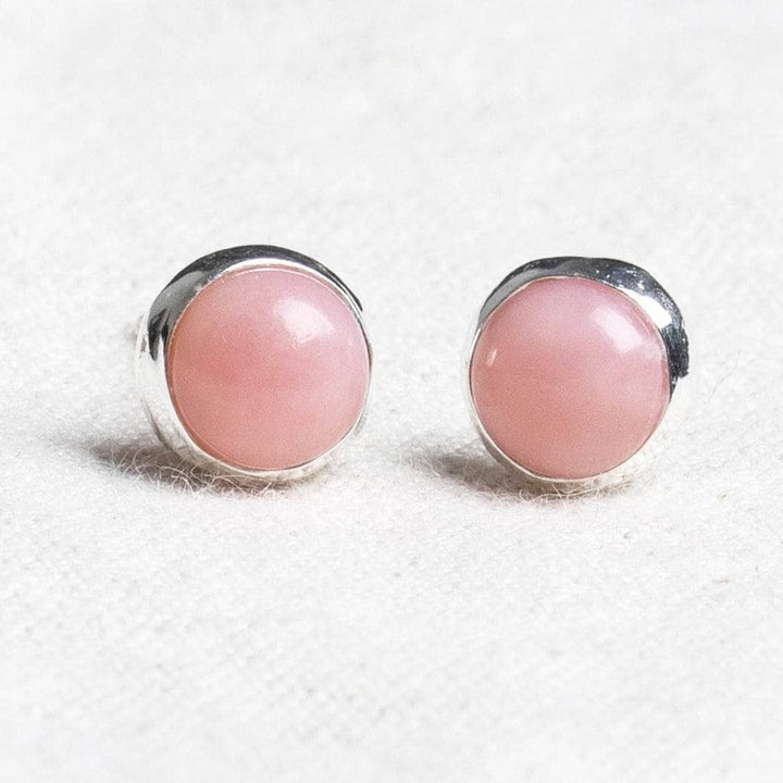 Pink Opal Silver or Gold Stud Earrings