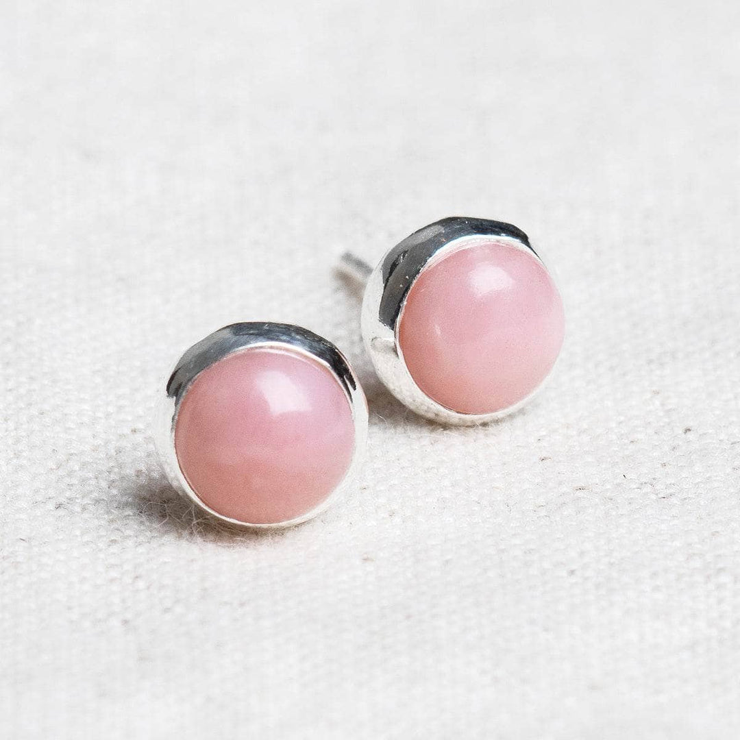 Pink Opal Silver or Gold Stud Earrings