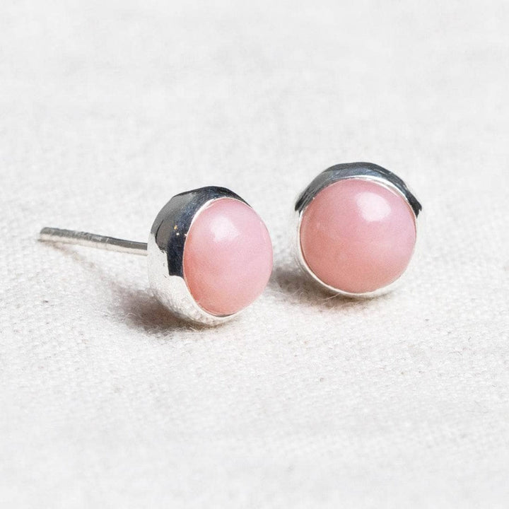 Pink Opal Silver or Gold Stud Earrings