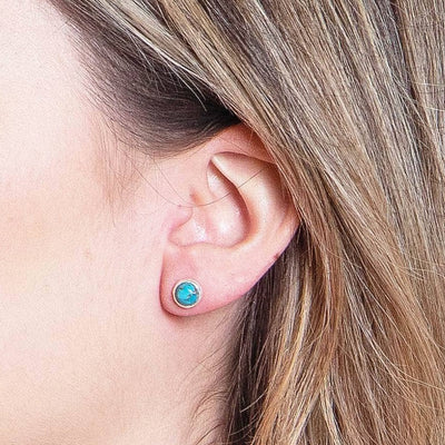 Genuine Turquoise Silver or Gold Stud Earrings