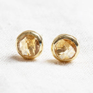 Citrine Silver or Gold Stud Earrings