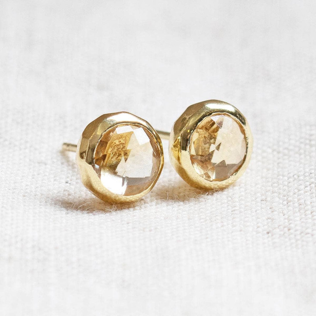 Citrine Silver or Gold Stud Earrings