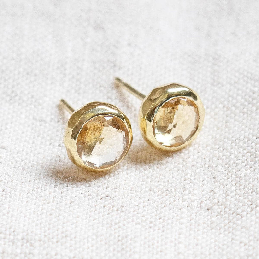 Citrine Silver or Gold Stud Earrings