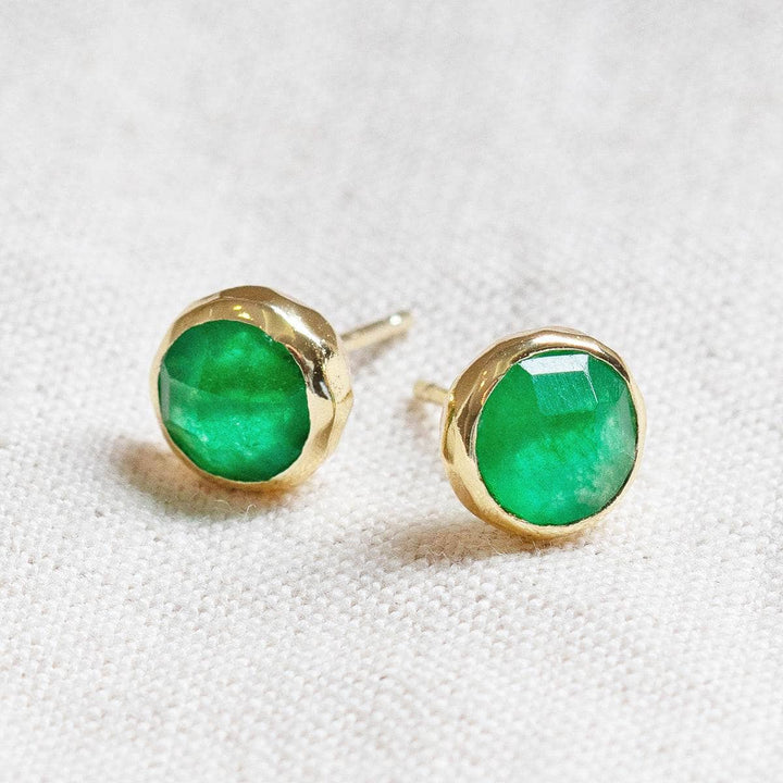 Emerald Silver or Gold Stud Earrings