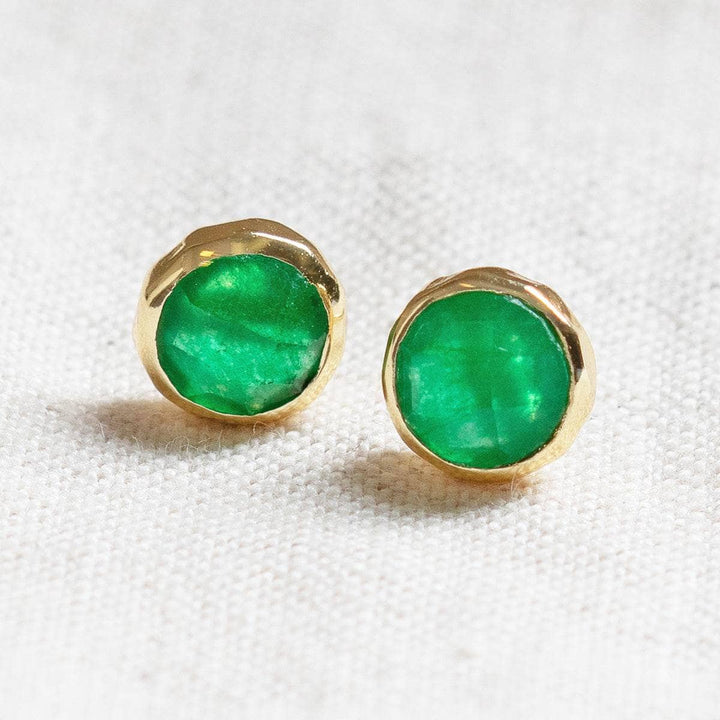 Emerald Silver or Gold Stud Earrings