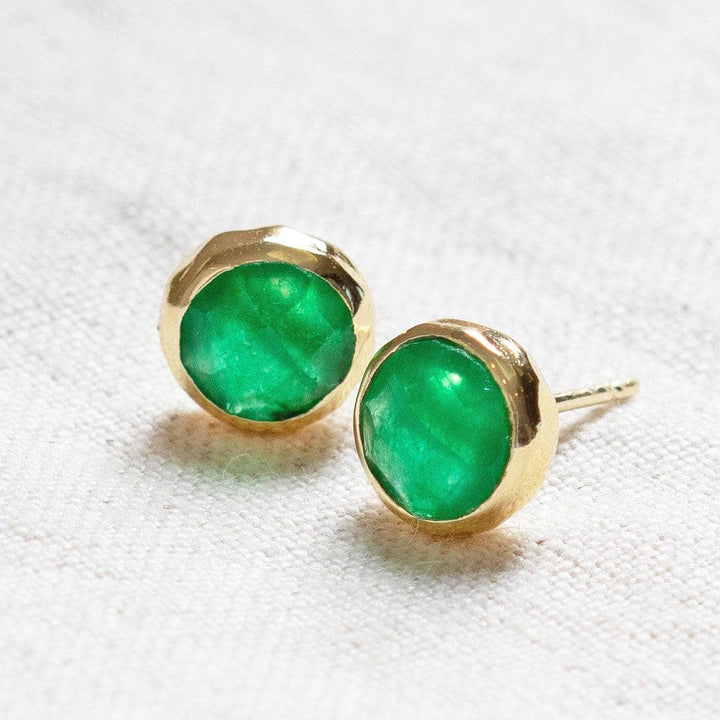 Emerald Silver or Gold Stud Earrings