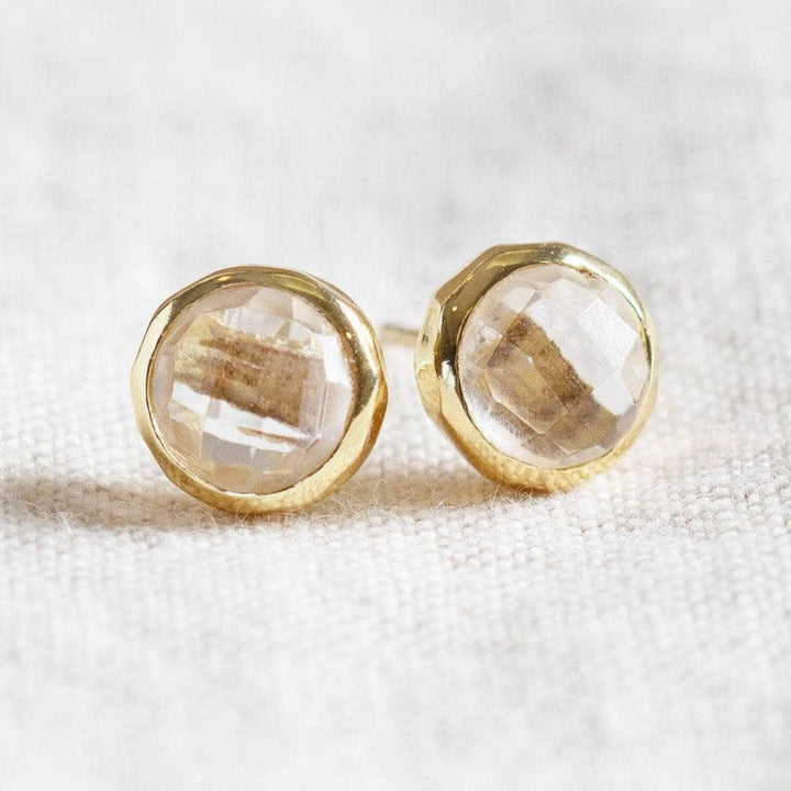 Herkimer Diamond Silver or Gold  Stud Earring