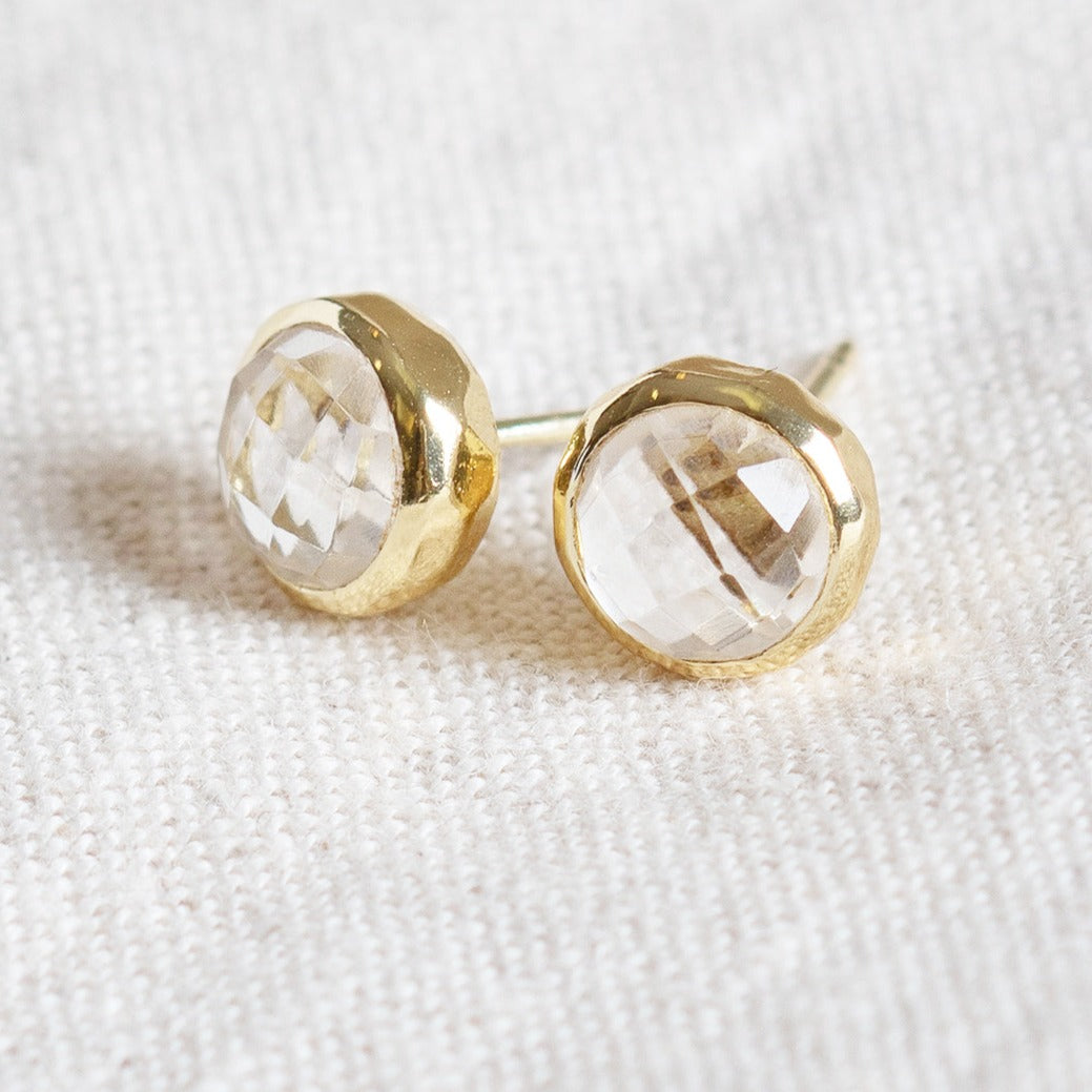 Herkimer Diamond Silver or Gold  Stud Earring