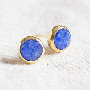 Blue Sapphire Silver or Gold Stud Earrings