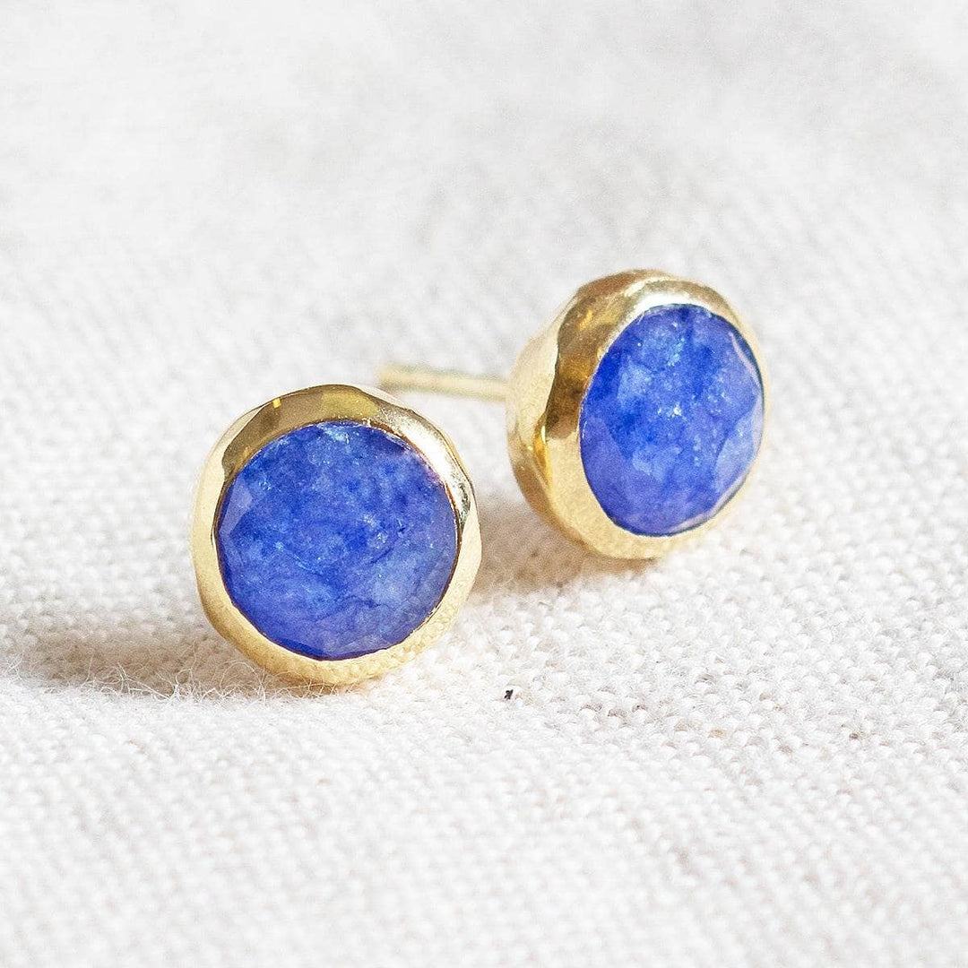 Blue Sapphire Silver or Gold Stud Earrings