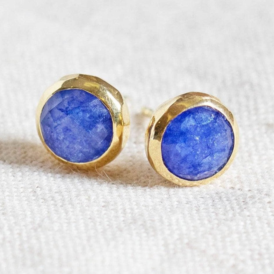 Blue Sapphire Silver or Gold Stud Earrings