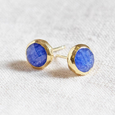 Blue Sapphire Silver or Gold Stud Earrings