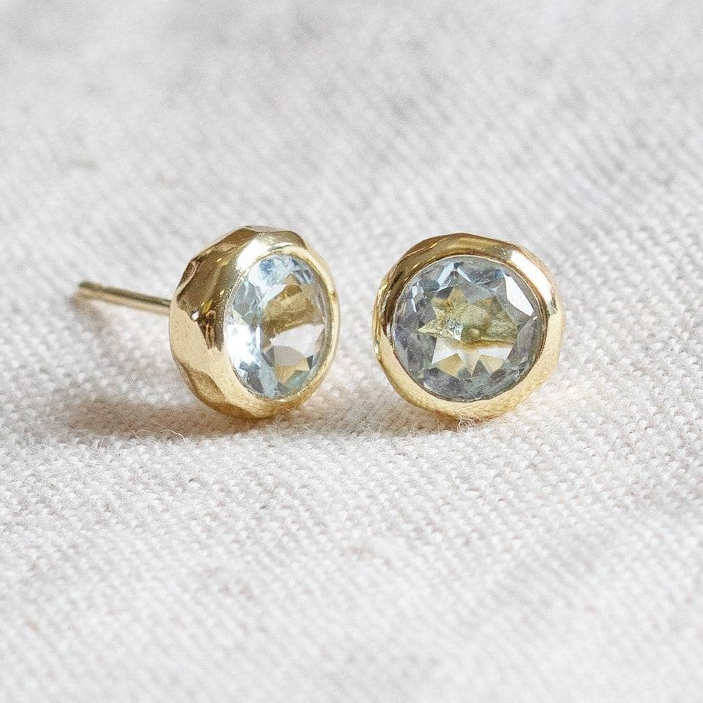 Blue Topaz Silver or Gold Stud Earrings