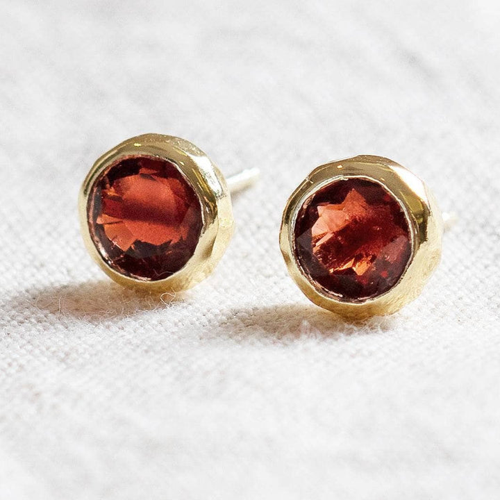 Garnet Silver or Gold Stud Earrings