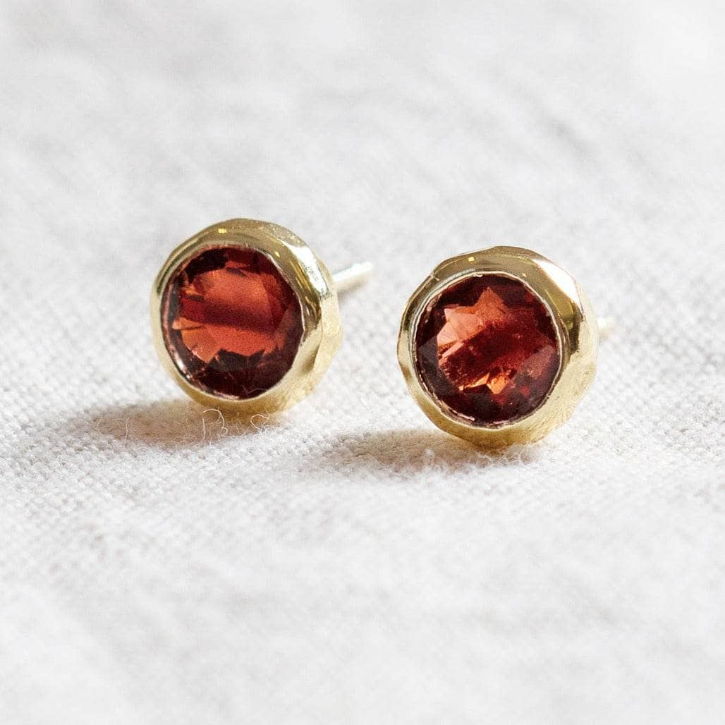 Garnet Silver or Gold Stud Earrings