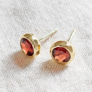 Garnet Silver or Gold Stud Earrings