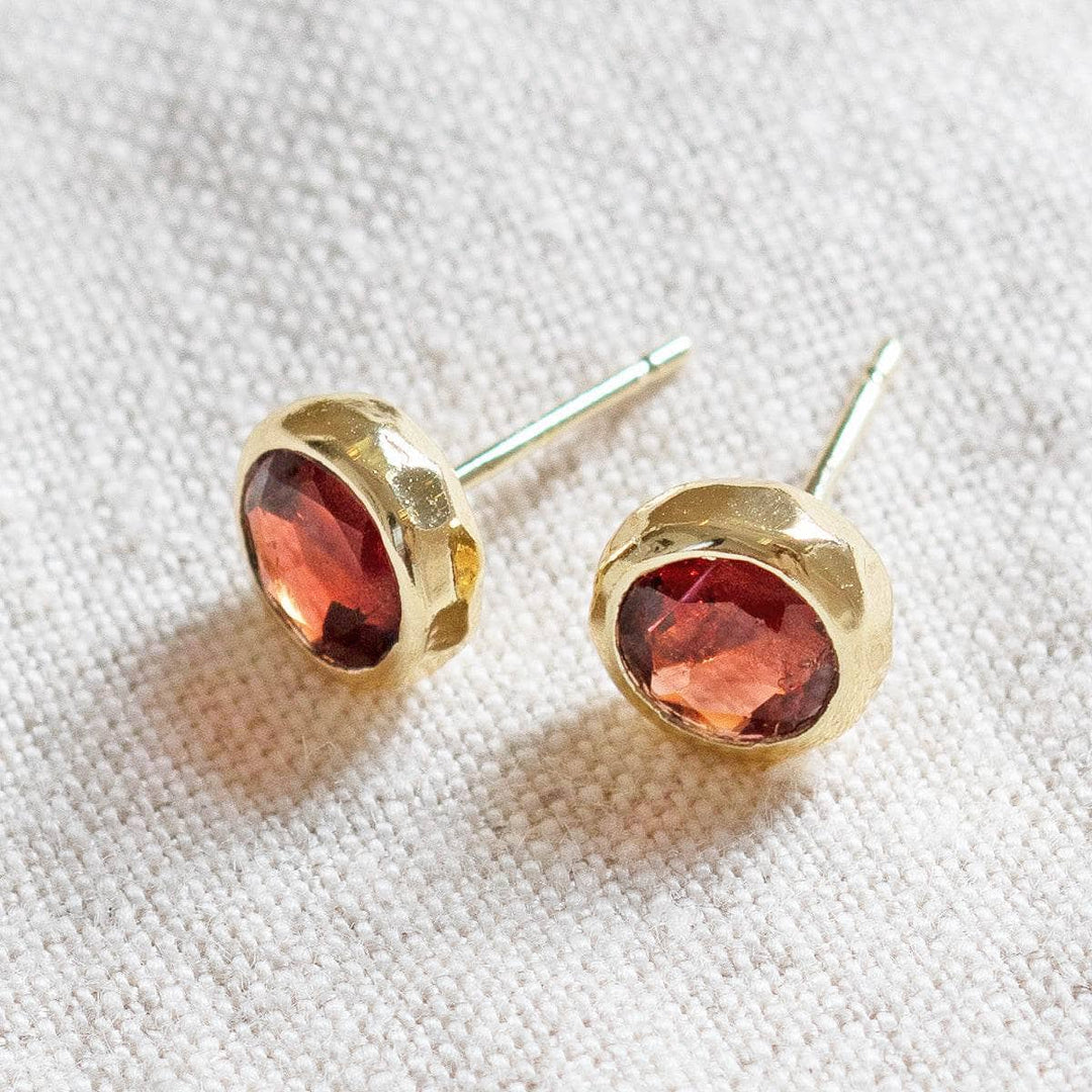 Garnet Silver or Gold Stud Earrings