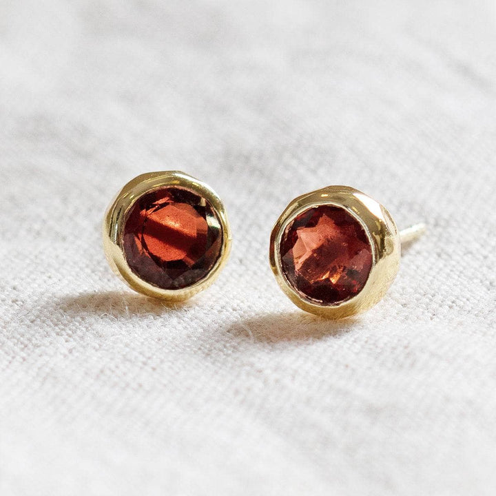 Garnet Silver or Gold Stud Earrings