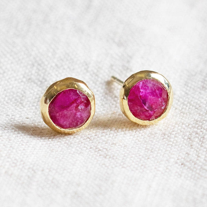 Ruby Silver or Gold Stud Earrings