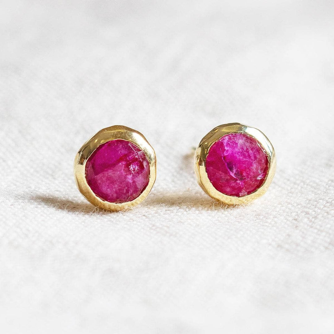 Ruby Silver or Gold Stud Earrings