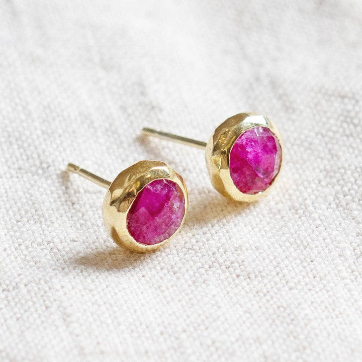 Ruby Silver or Gold Stud Earrings