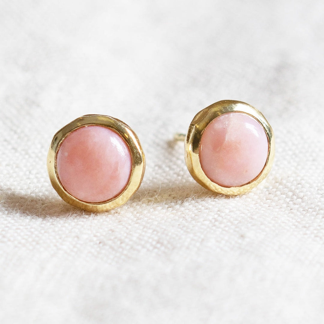 Pink Opal Silver or Gold Stud Earrings