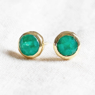 Green Jade Silver or Gold Stud Earrings