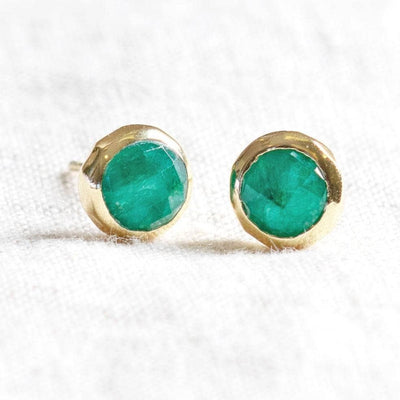 Green Jade Silver or Gold Stud Earrings