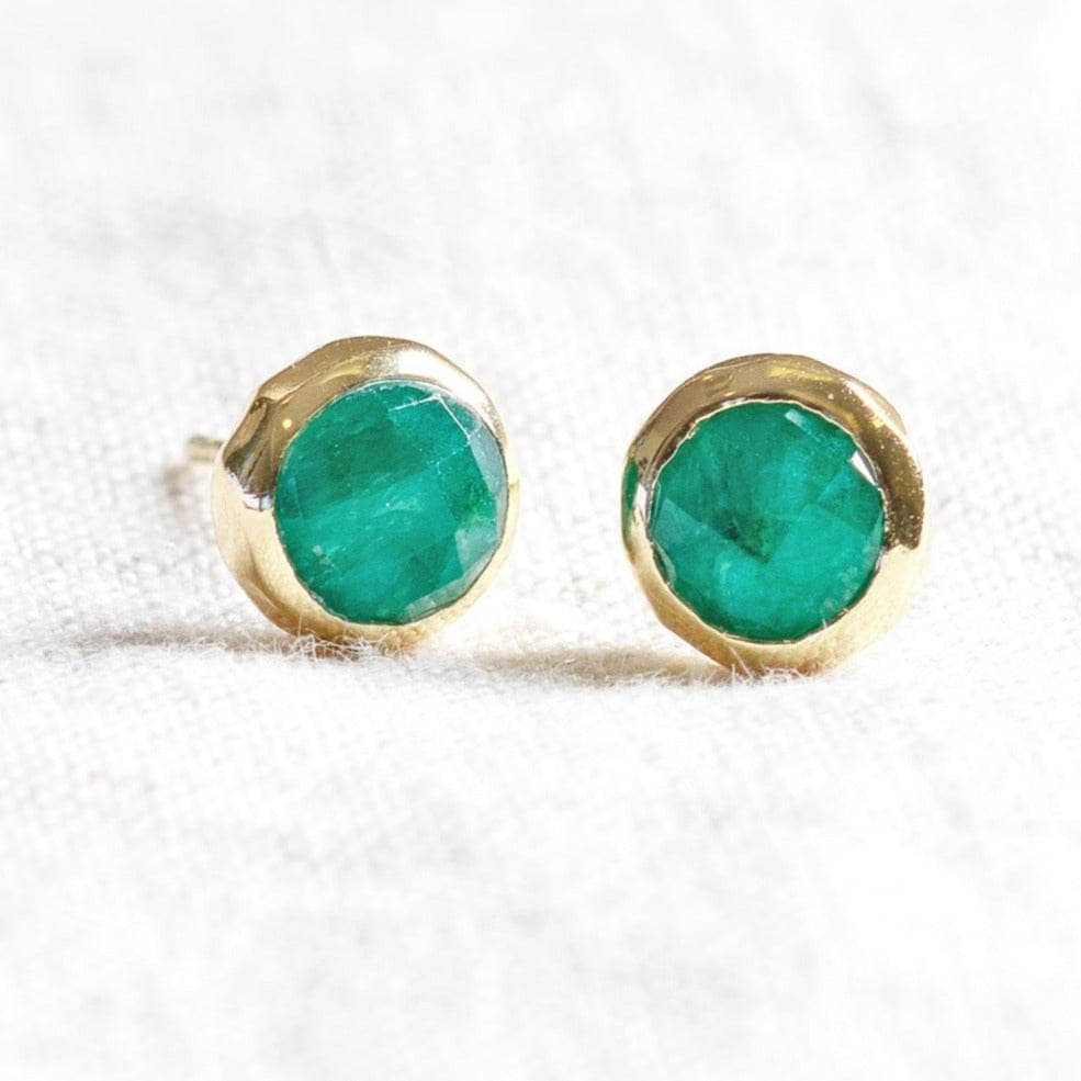 Green Jade Silver or Gold Stud Earrings