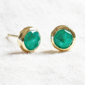 Green Jade Silver or Gold Stud Earrings