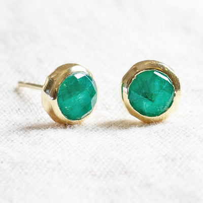 Green Jade Silver or Gold Stud Earrings