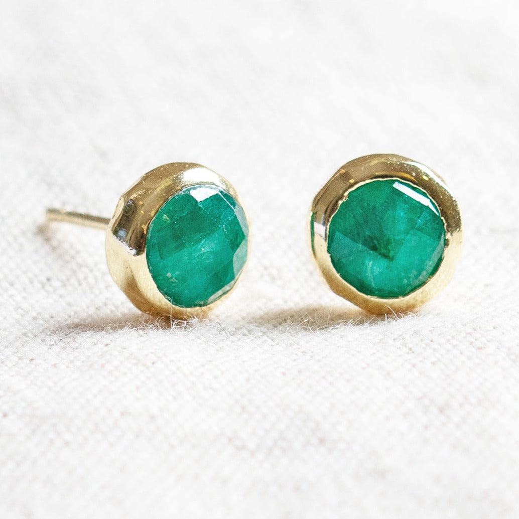 Green Jade Silver or Gold Stud Earrings