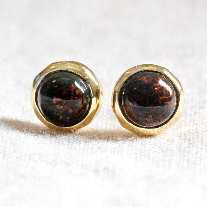 Bloodstone Gold or Silver Stud Earrings