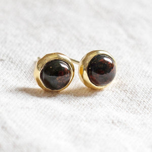 Bloodstone Gold or Silver Stud Earrings