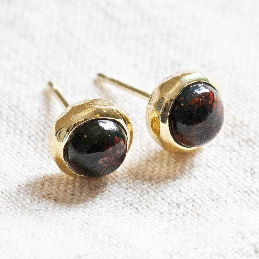 Bloodstone Gold or Silver Stud Earrings